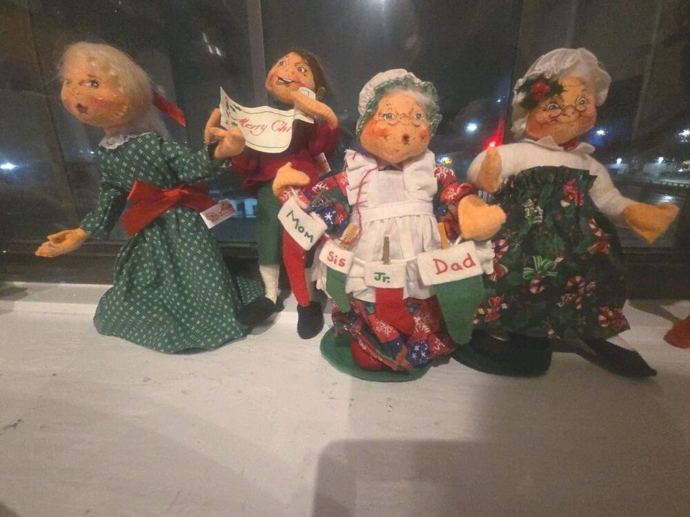 Vintage Annalee Dolls Lot Of 4 Christmas Holiday